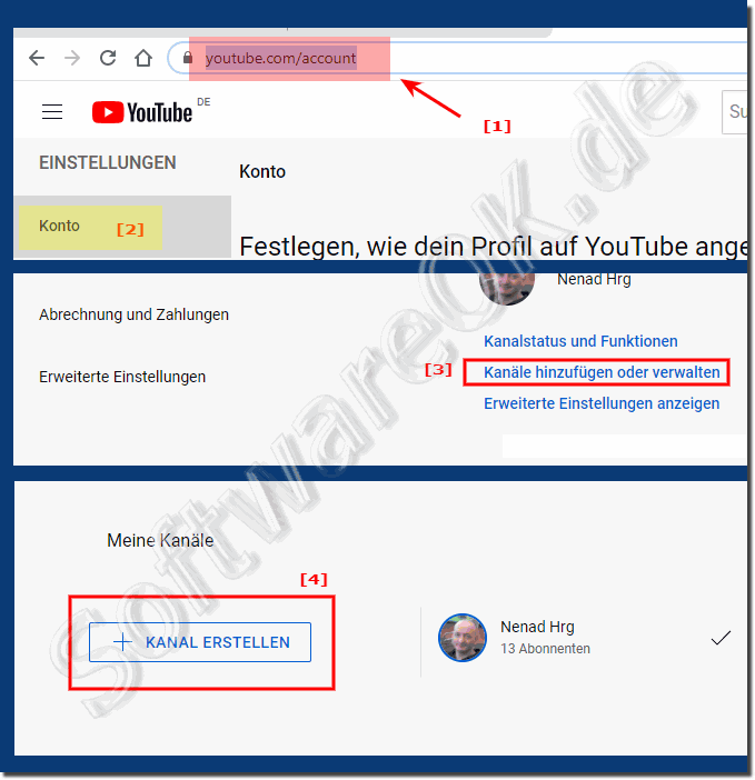 Einen weiteren Kanal auf www.youtube.com mit Gleichem Account!