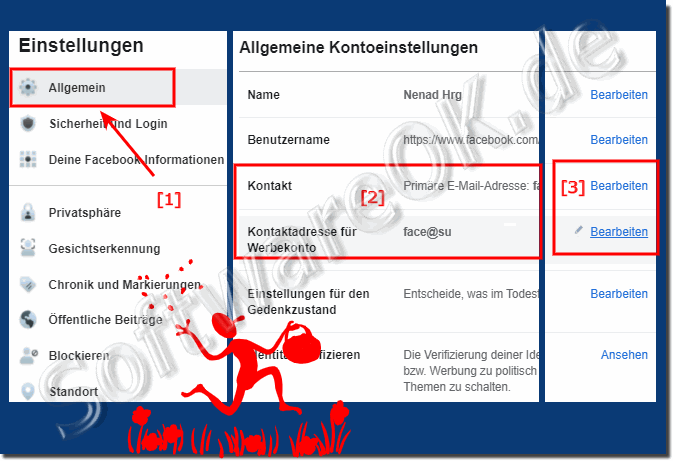 Die E-Mail auf facebook.de ndern oder eine neue E-Mail Adresse hinzufgen