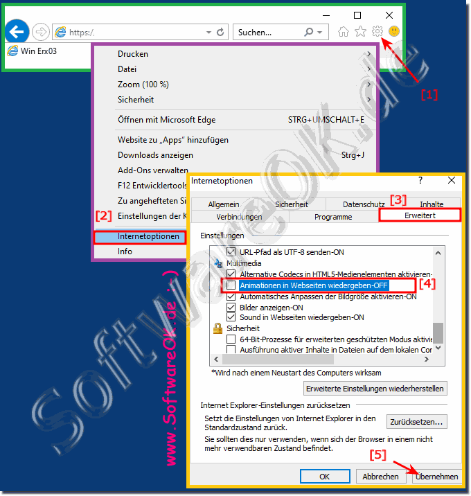 GIF und Animationen im Internet Explorer deaktivieren, aktivieren!