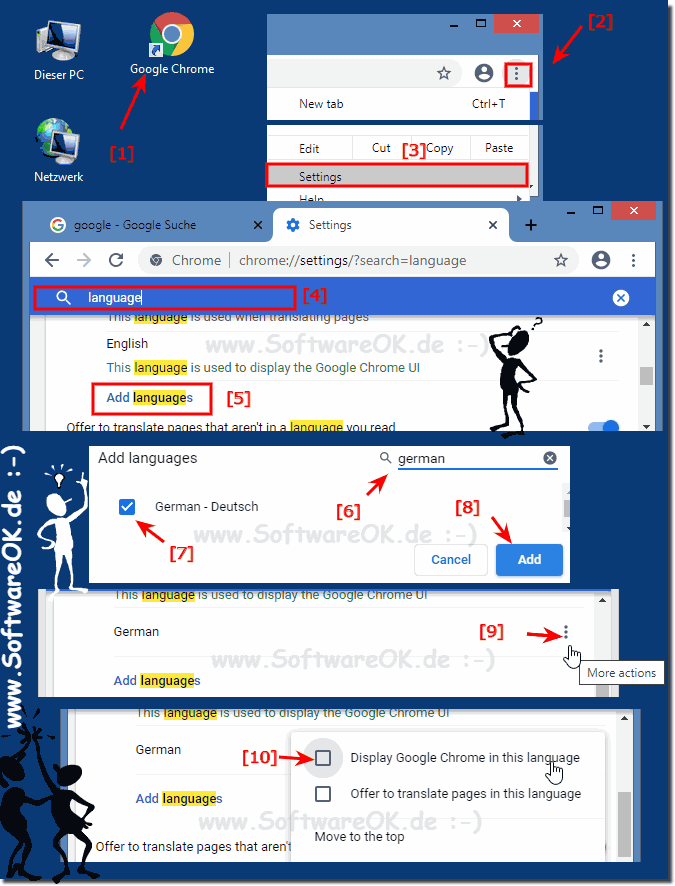 Google Chrome Browser von Englisch auf Deutsch stellen!