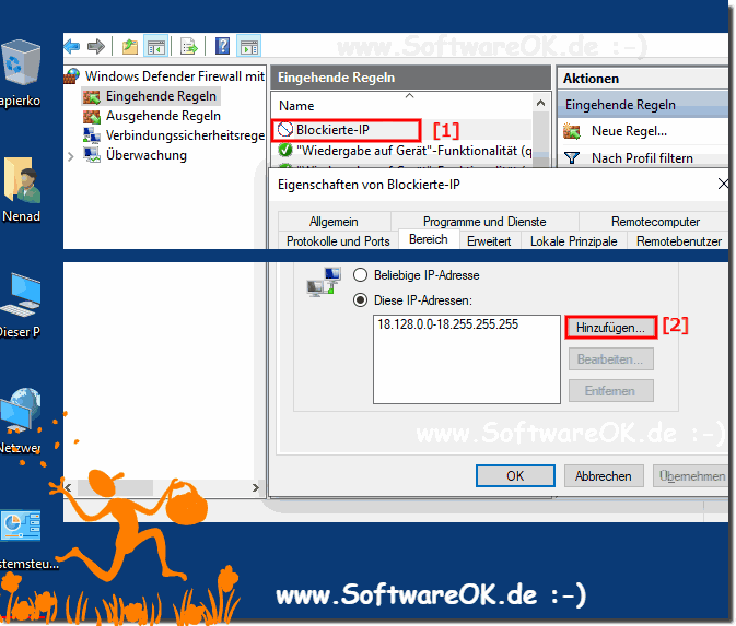 IP-Adressen zu der Windows-Firewall Regel hinzufgen!