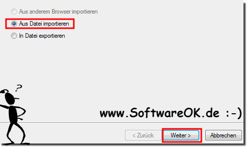 Internet Explorer aus Datei importieren!