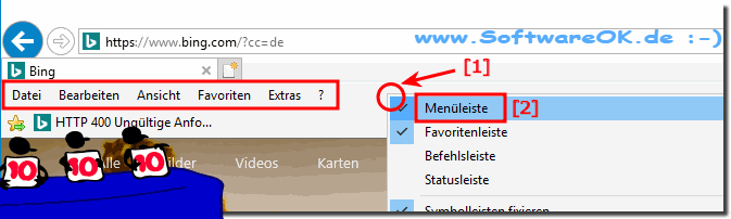 Menü-Leiste im Internet Explorer Anzeigen!