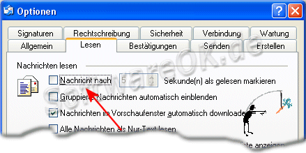 Outlook  Nachricht nach (x) sek als gelesen markieren