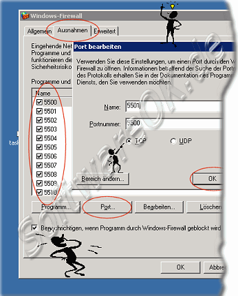 Freigabe der Ports an der Windows Firewall