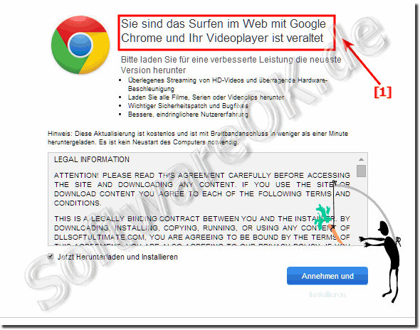 Trojaner, Virus meldung Chrome und Ihr Videoplayer ist veraltet!