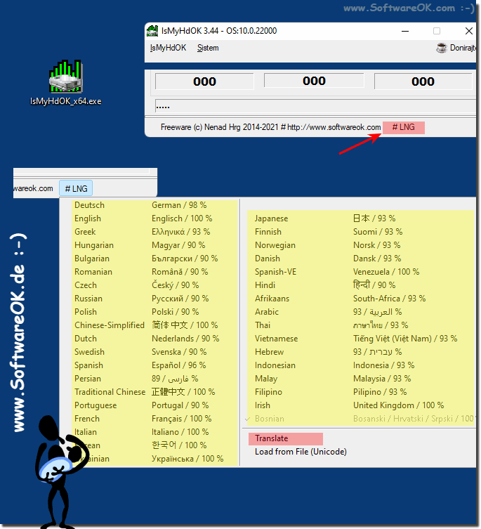 Festplatten Test APP auf MS Windows Sprache ndern!