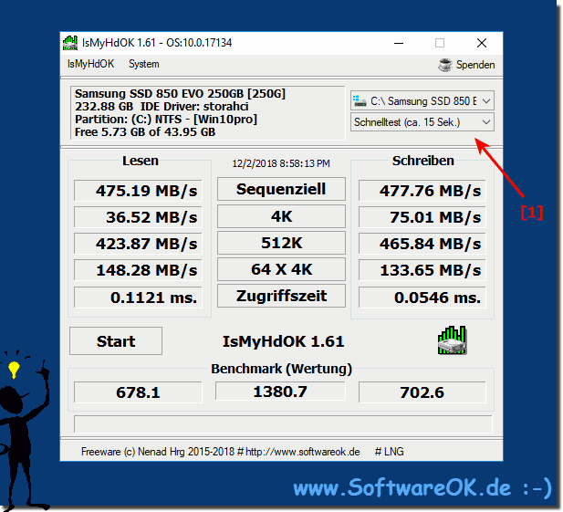 Testwerte Benchmark-Werte bei Festplatten in IsMyHdOK!