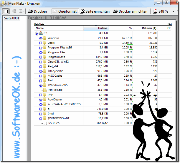 Ordner Ausdruck vom Verbrauchten Speicherplatzes der Festplatte! 