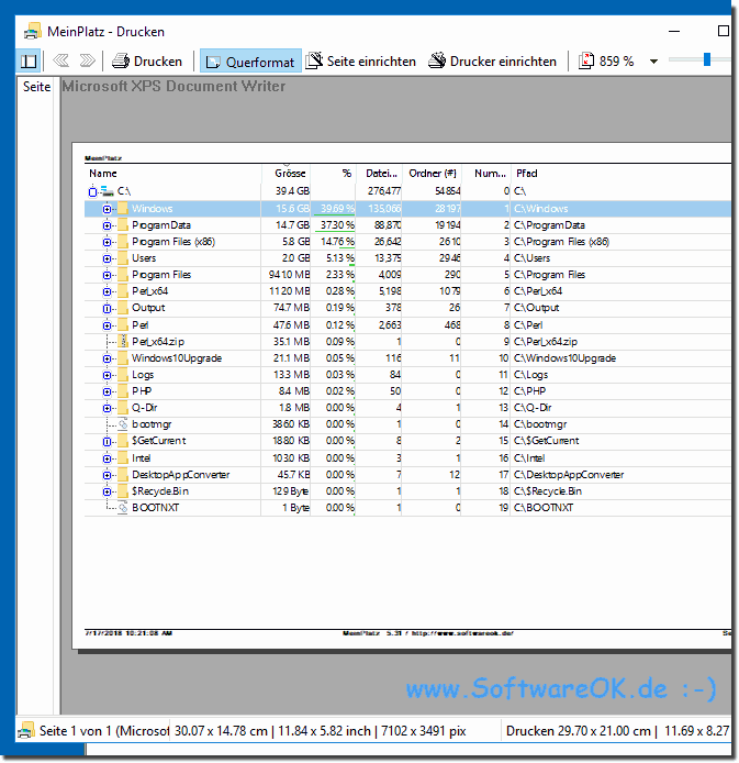 Verzeichnis Ausdruck Windows System Laufwerk!