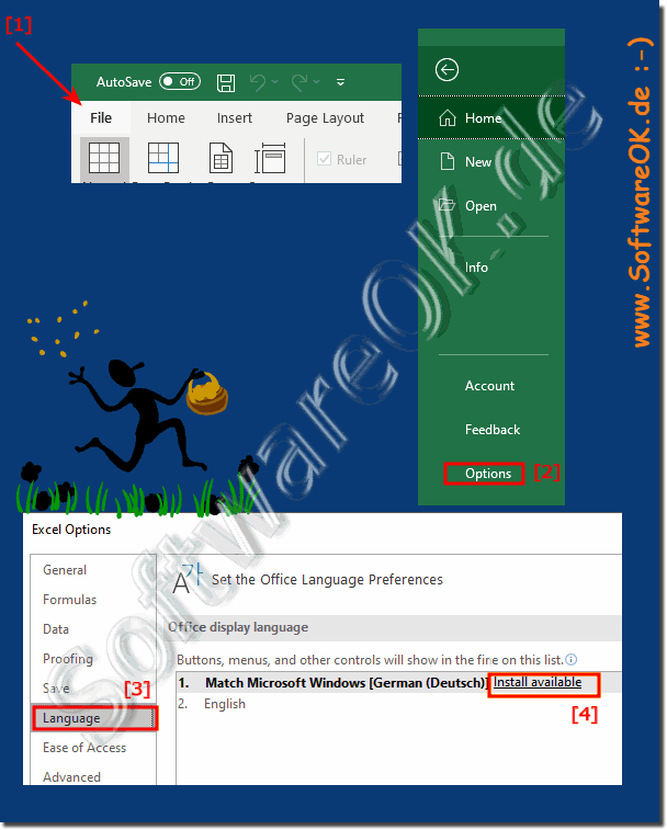 Bei MS Office 365 die Sprache ndern!