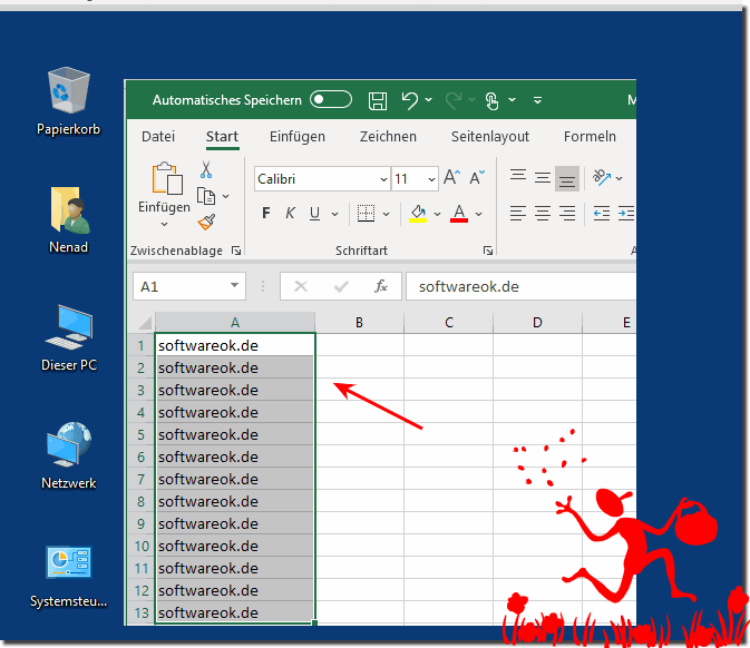 Denselben Text gleichzeitig in mehrere Excel-Zellen einfügen! 