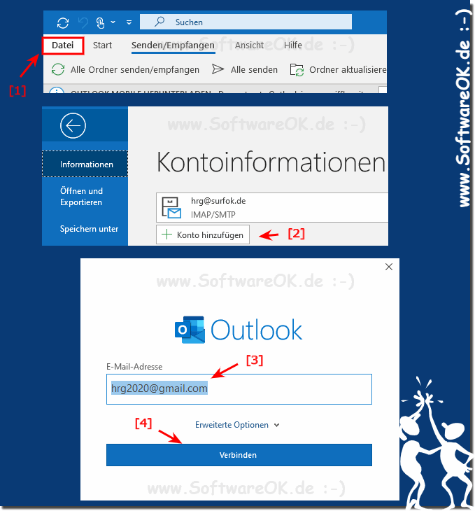 Ein Weiteres neues Email Konto in MS Outlook hinzufgen!