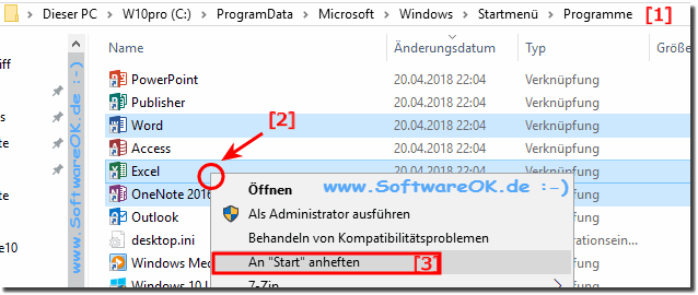 Excel, Word und Office im Windows-10 Start-Menü! 