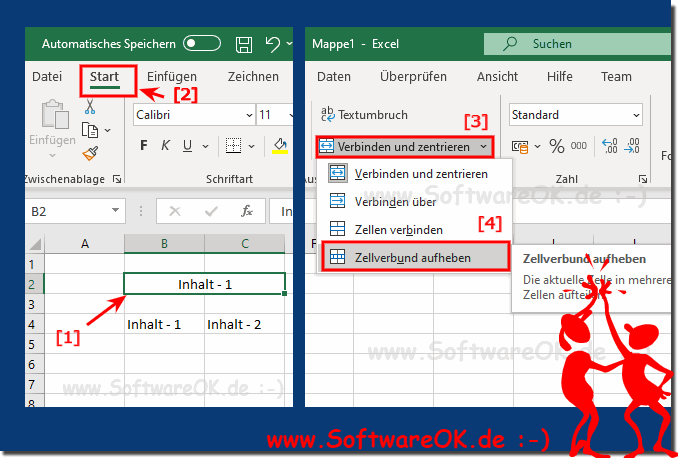 Excel Zellen in Tabelle die verbunden sind wieder trennen!