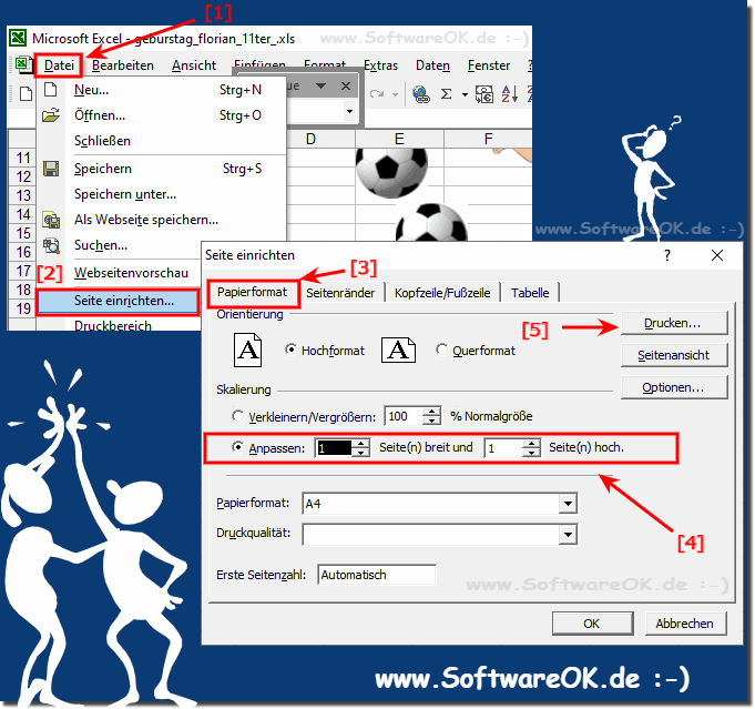 In MS Excel alles auf eine einzigen Seite drucken!