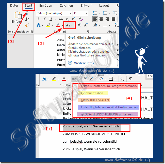 Kleinschreibung und Großschreibung in Microsoft Word auswählen!