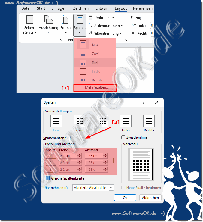 Mehr Spalten in Microsoft Word!