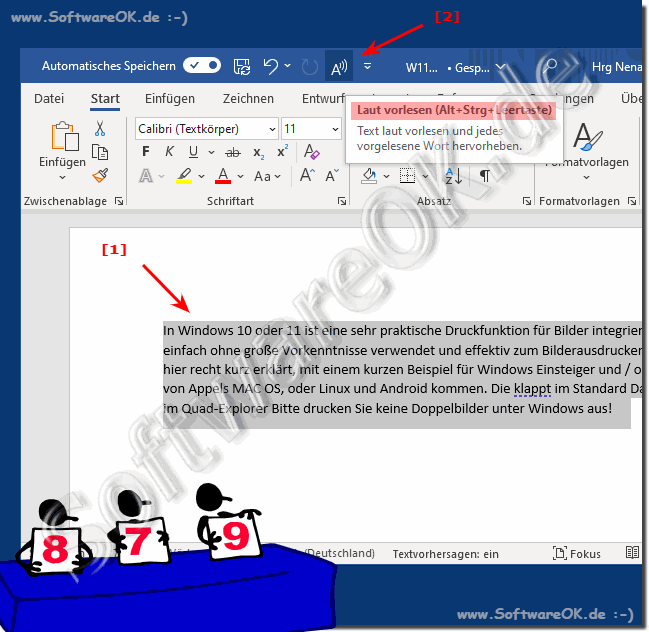 Microsoft Word, laut vorlesen lassen!
