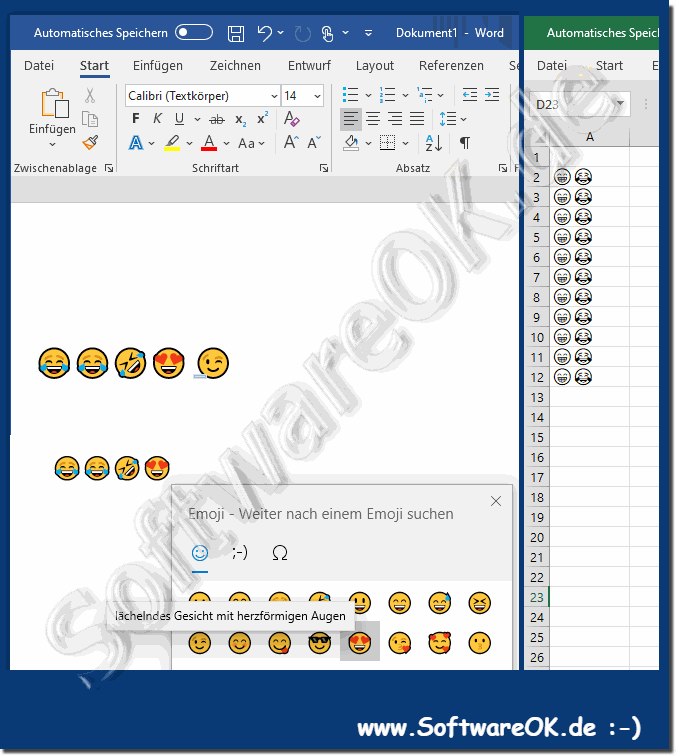 Smileys in MS Office Word, Excel schnell einfügen!  