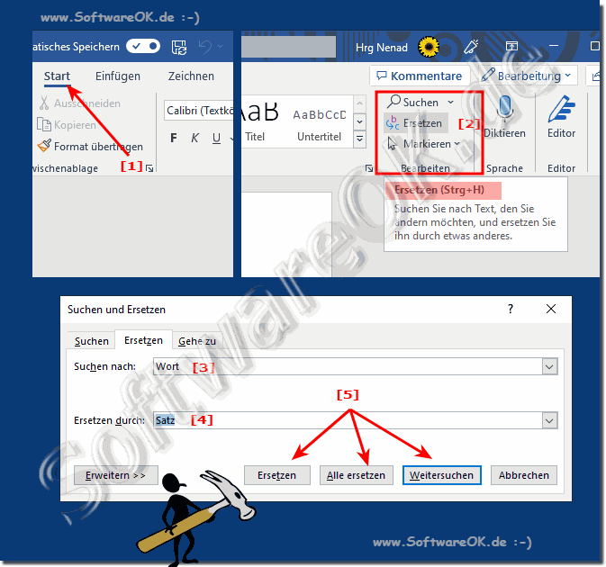 Suchen und Ersetzen vom Text in Microsoft Word!