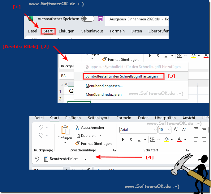 Taschenrechner und Schnellzugriff-Symbolleiste im neuem MS-Office!