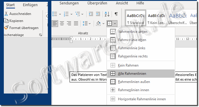 Text Umrahme entfernen in Microsoft Word!