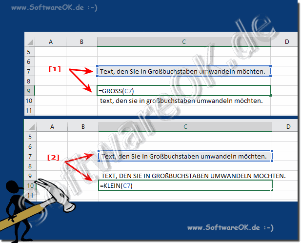 Text in Microsoft Excel Groschreiben lassen!