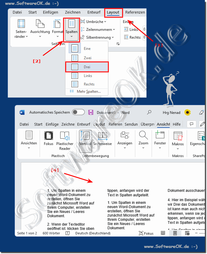 Text in Spalten in Microsoft Word!