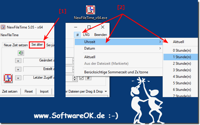 Dateien und Ordnern Zeit um eine Stunde ndern!