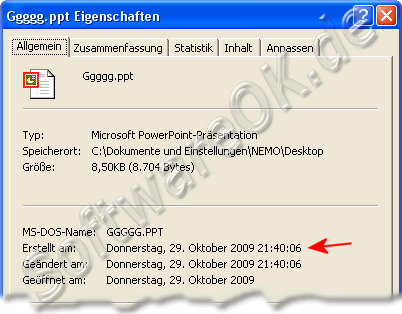 PowerPoint Office Timestamp Allgemein