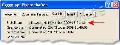 PowerPoint Office Timestamp Statistik