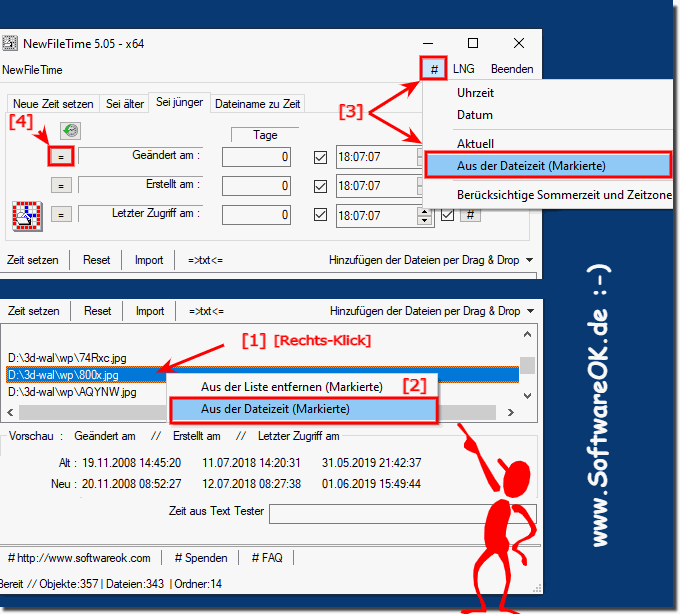 Zeitstempel von einer bestimmter Datei oder Ordner Verwenden!