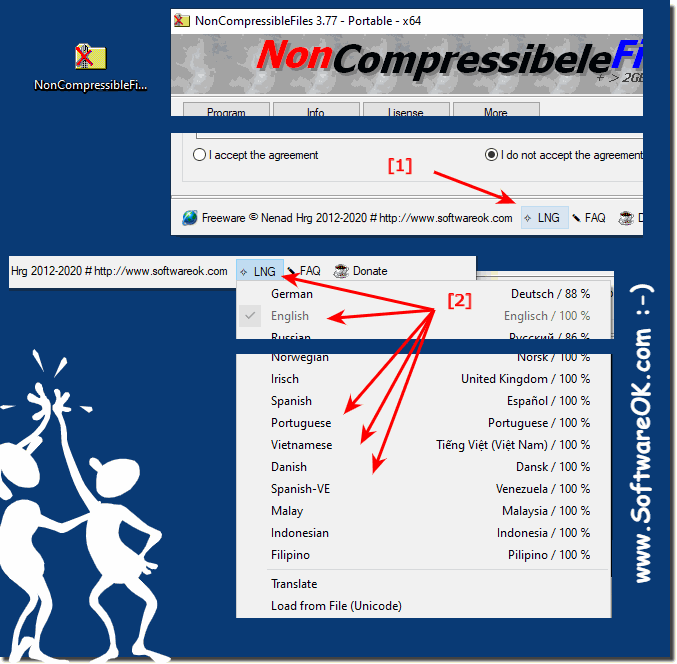 Wechseln Sie die Sprache in nicht komprimierbaren Dateien auf allen MS Windows-Betriebssystemen!