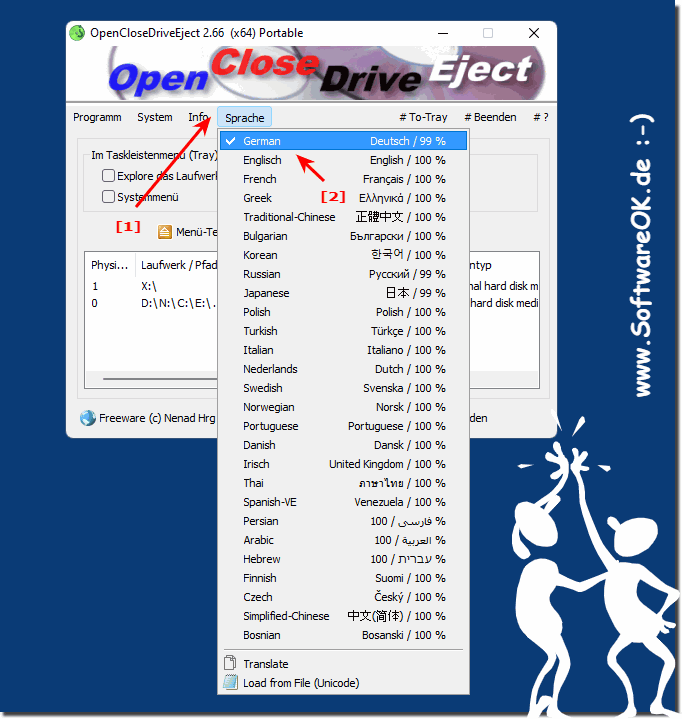 Das Laufwerke Sicher Entfernen auch auf Deutsch umstellen!