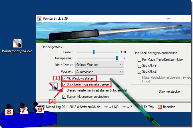 Wie kann ich in Pointer-Stick mit Windows Starten lassen!