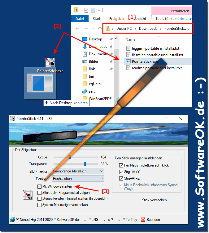 Wiederherstellung der Maus Zeiger-Stabs durch Neuinstallation!