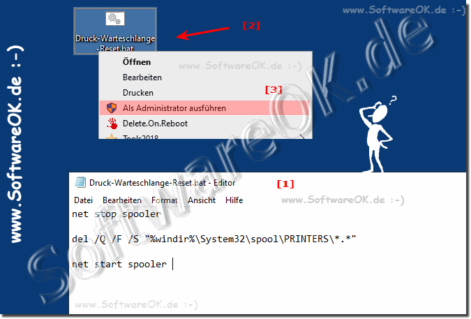 Druckwarteschlange mit Batch-Datei zurcksetzen!