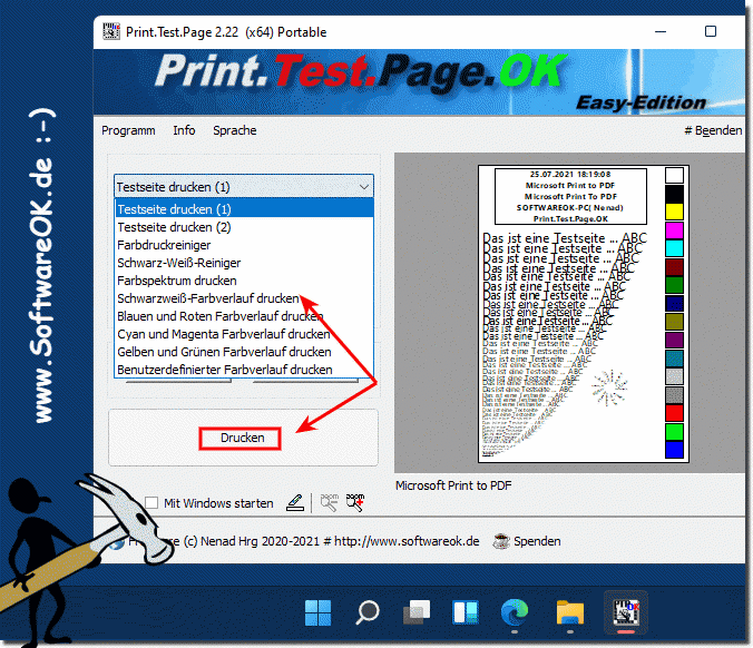 Einfaches Testseiten-Drucken-Tool auch fr Windows 11!