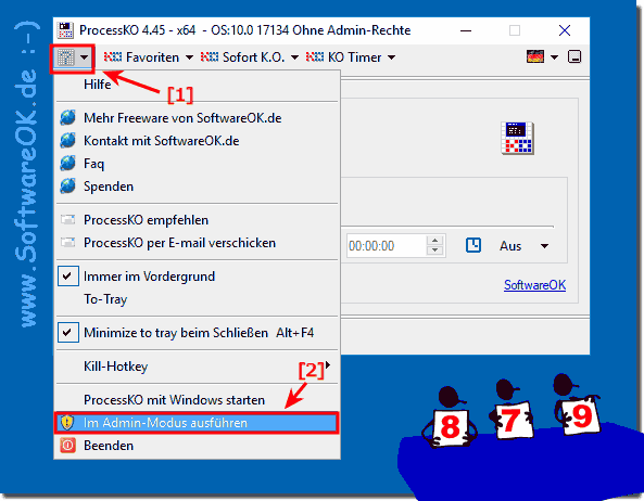 Adminrechte beim Terminieren von Programmen unter MS-Windows!