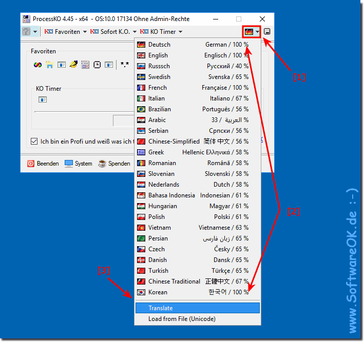 Wie kann ich ProcessKO bersetzen bzw. die Sprache nndern 