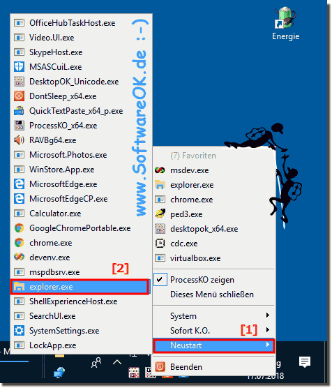 Windows Programme über TO-Tray der Taskleiste Neustarten!
