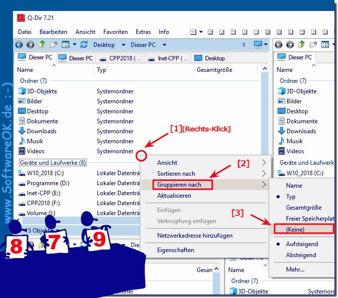 Die Windows Explorer Dateigruppierung in Q-Dir deaktivieren!