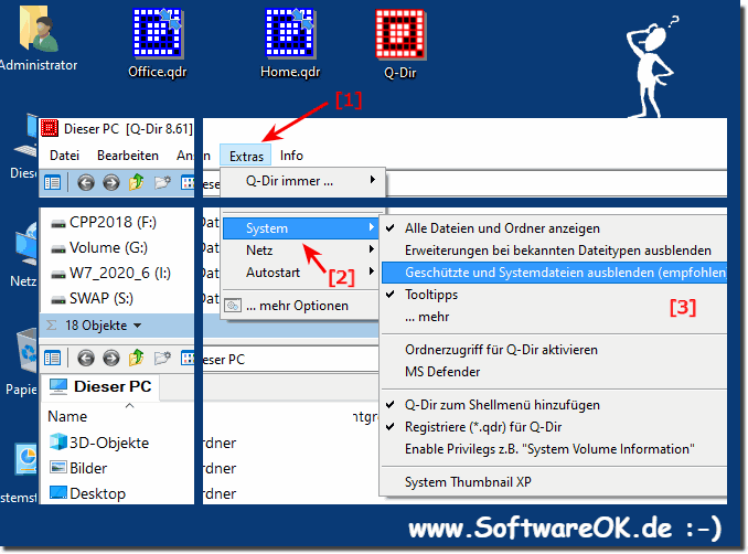 Explorer-Ansicht Verborgene und Systemdateien anzeigen / ausblenden!