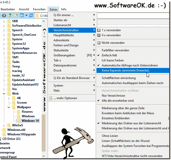 Explorer Ansicht Verzeichnisbaum Einstellungen!