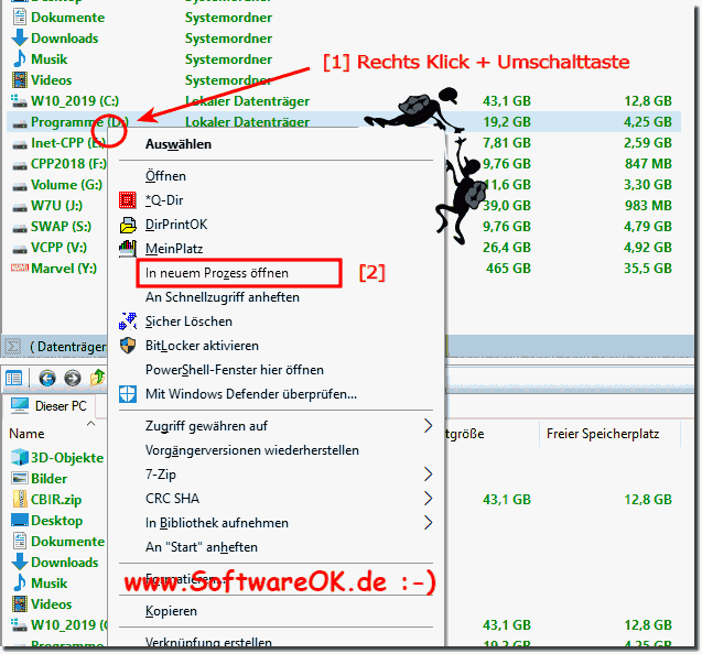 In neuem Prozess ffnen Kontextmen, Menpunkt!