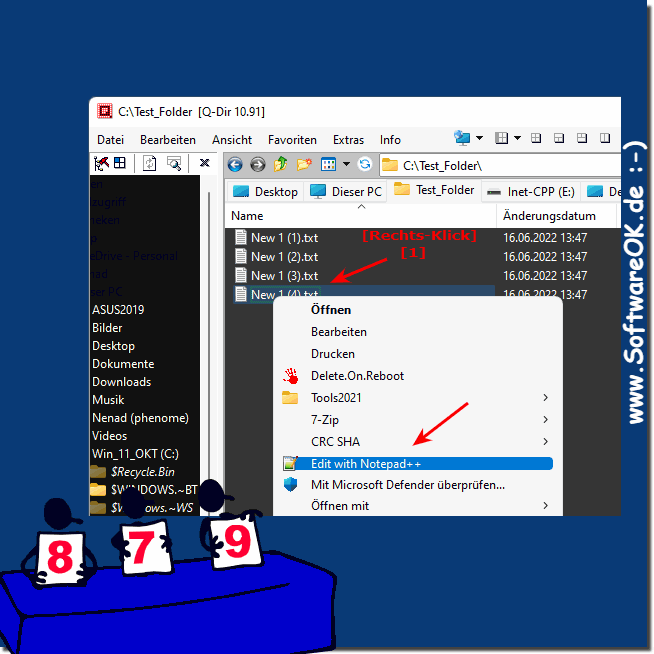 Notepad++ Kontext Men fehlt nicht im Datei-Explorer von Q-Dir!