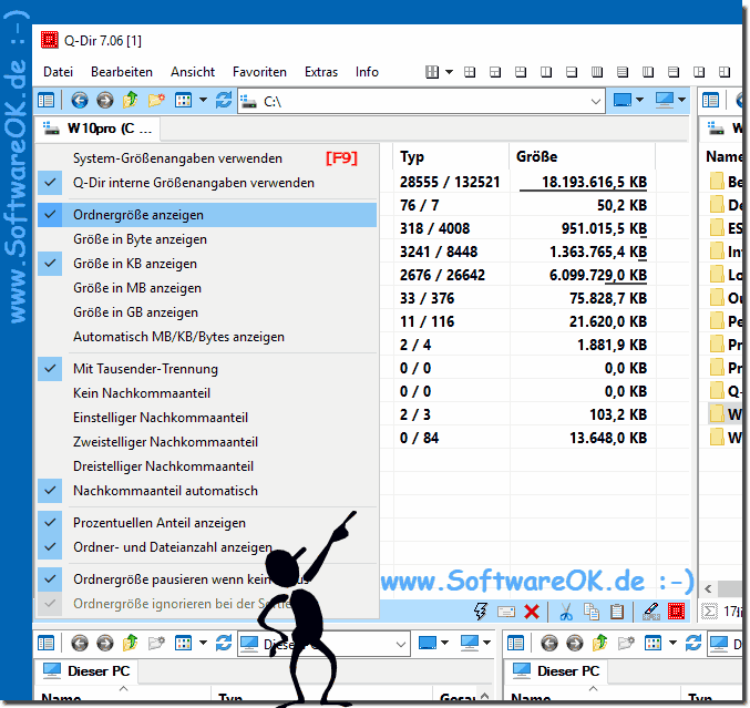 Ordnergrösse Dateianzahl in einer Spalte vom Datei Explorer!