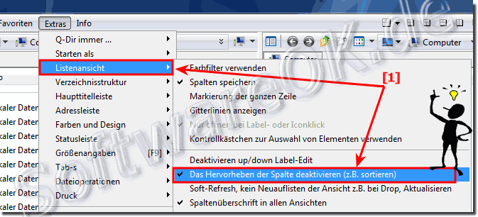 Probleme in Windows 7 bei Farbeinsatz wird die Sortierspalte in wei hervorgehoben!