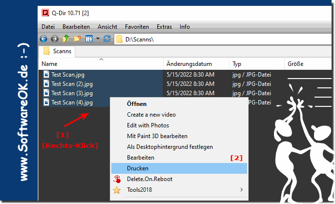 Scans-Direkt aud dem Ordner drucken oder zu PDF umwandeln!